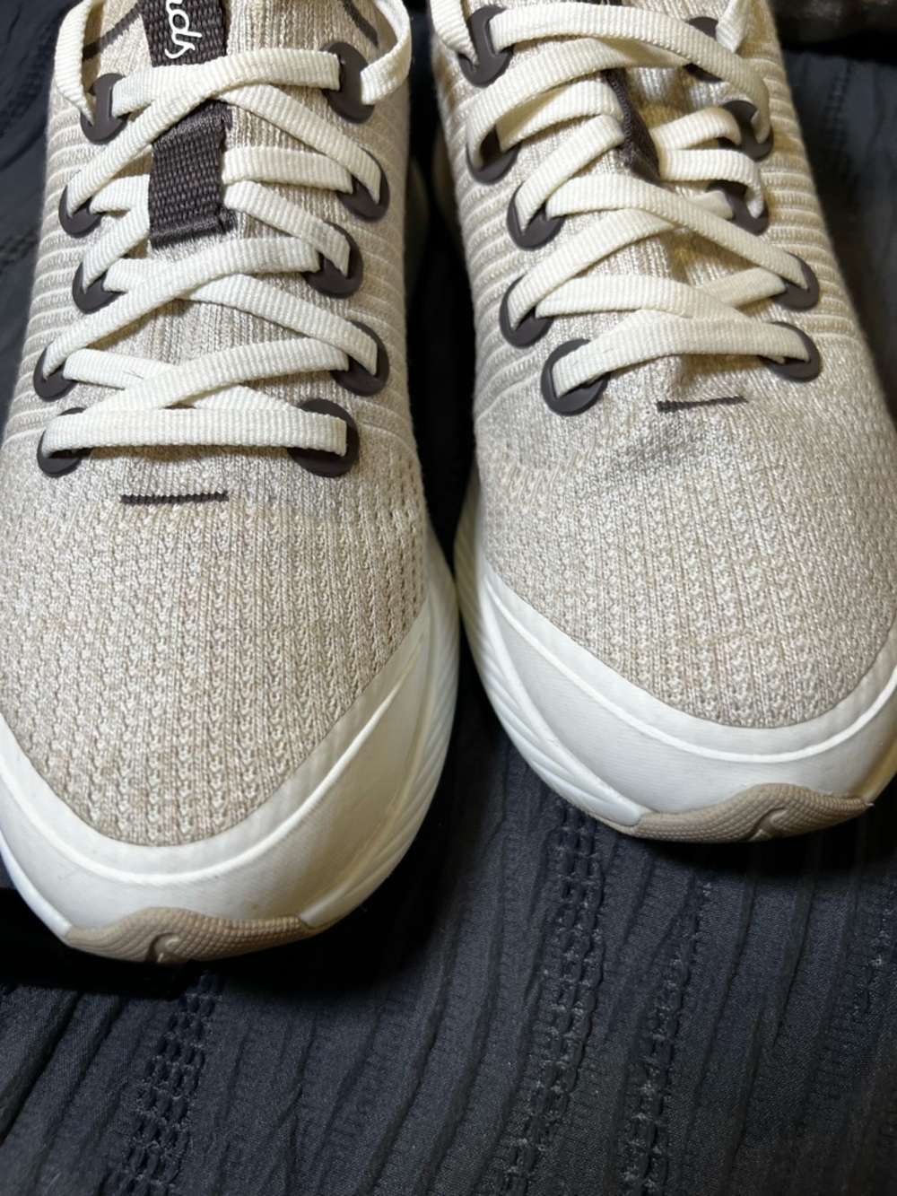allbirds Tree Glider Women's Beige Knit Lace-Up Walking Sneakers with Brown Heel - Picture 7 of 10